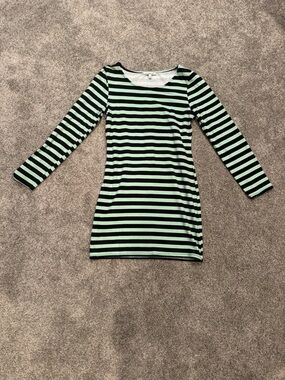 Charlotte Russe Mint and Black Striped long sleeve dress